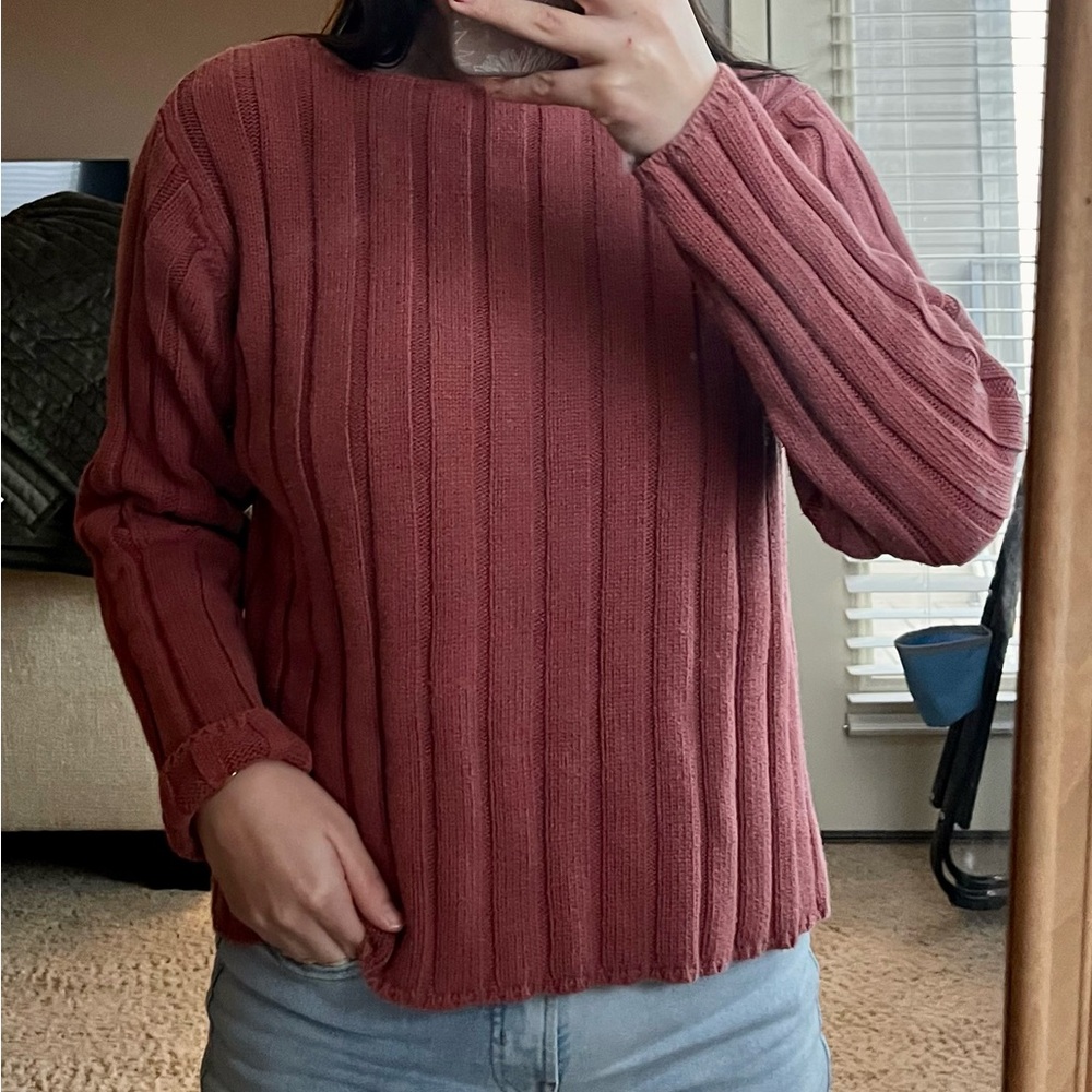 Women's Ribbed Sweater - Rose - Picture 2 of 5